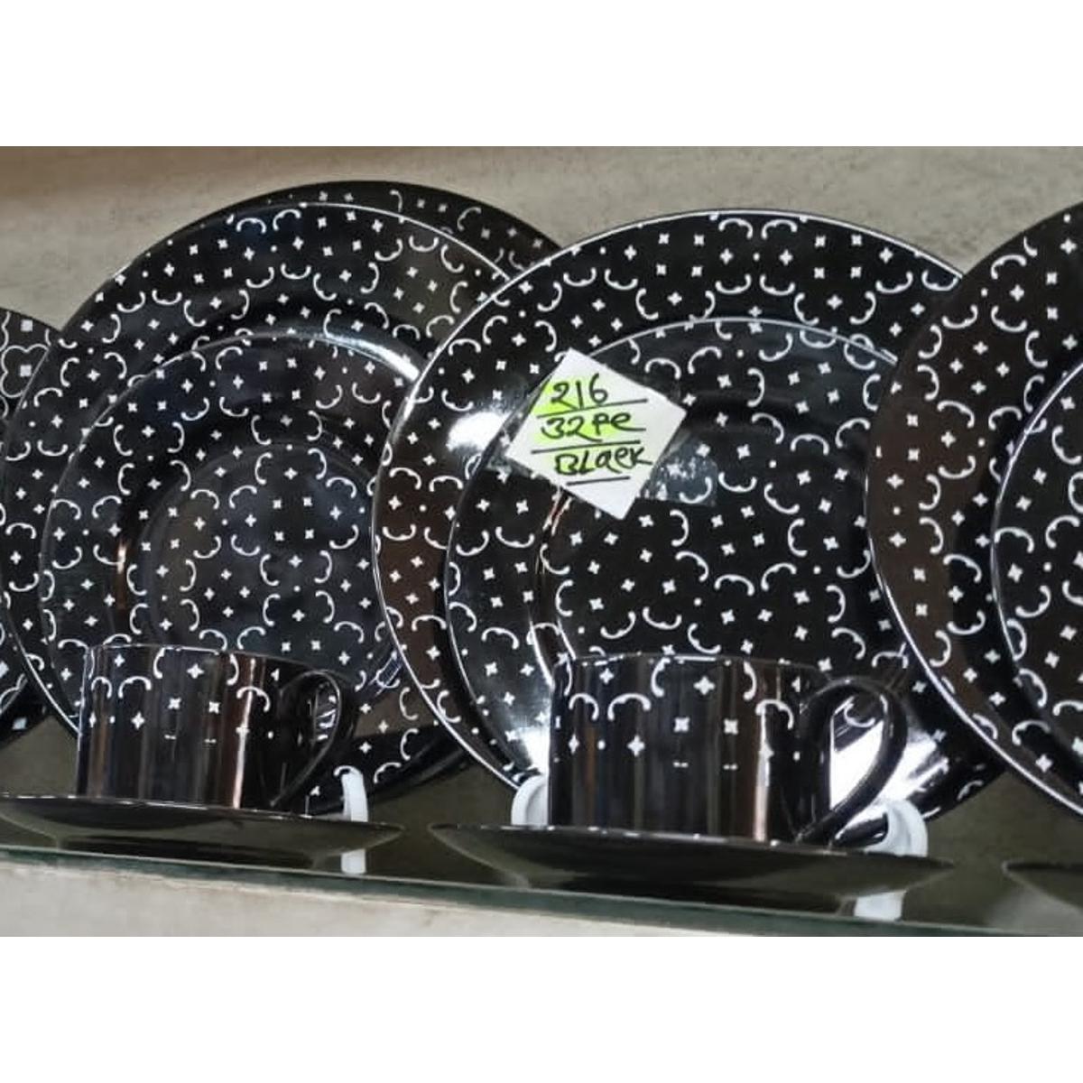 Picture of 32 pieces Ariane Brand dinner set for gift and home decoration- 6 Dinner Plates, 6 Half Plates, 1 Rice Dish, 1 Curry serving bowl, 6 Soup Bowl, 6+6 coffee cup + saucer.(Microwave and Dishwasher Safe)