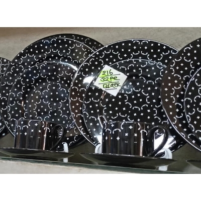 Picture of 32 pieces Ariane Brand dinner set for gift and home decoration- 6 Dinner Plates, 6 Half Plates, 1 Rice Dish, 1 Curry serving bowl, 6 Soup Bowl, 6+6 coffee cup + saucer.(Microwave and Dishwasher Safe)