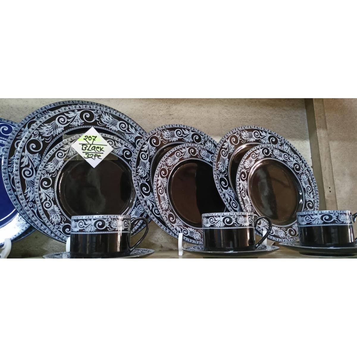 Picture of 32 pieces Ariane Brand dinner set for gift and home decoration- 6 Dinner Plates, 6 Half Plates, 1 Rice Dish, 1 Curry serving bowl, 6 Soup Bowl, 6+6 coffee cup + saucer.(Microwave and Dishwasher Safe)