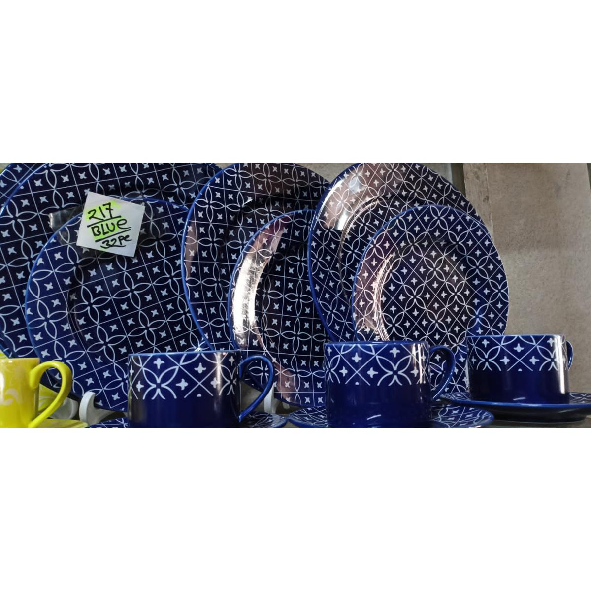 Picture of 32 pieces Ariane Brand dinner set for gift and home decoration- 6 Dinner Plates, 6 Half Plates, 1 Rice Dish, 1 Curry serving bowl, 6 Soup Bowl, 6+6 coffee cup + saucer.(Microwave and Dishwasher Safe)