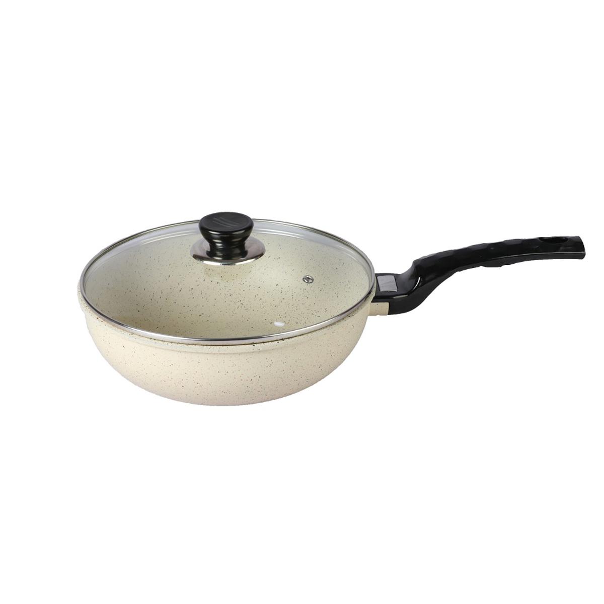 Picture of BD-KOR WOK PAN (26 CM) Non-Stick Premium Marble Coating with Glass Lid