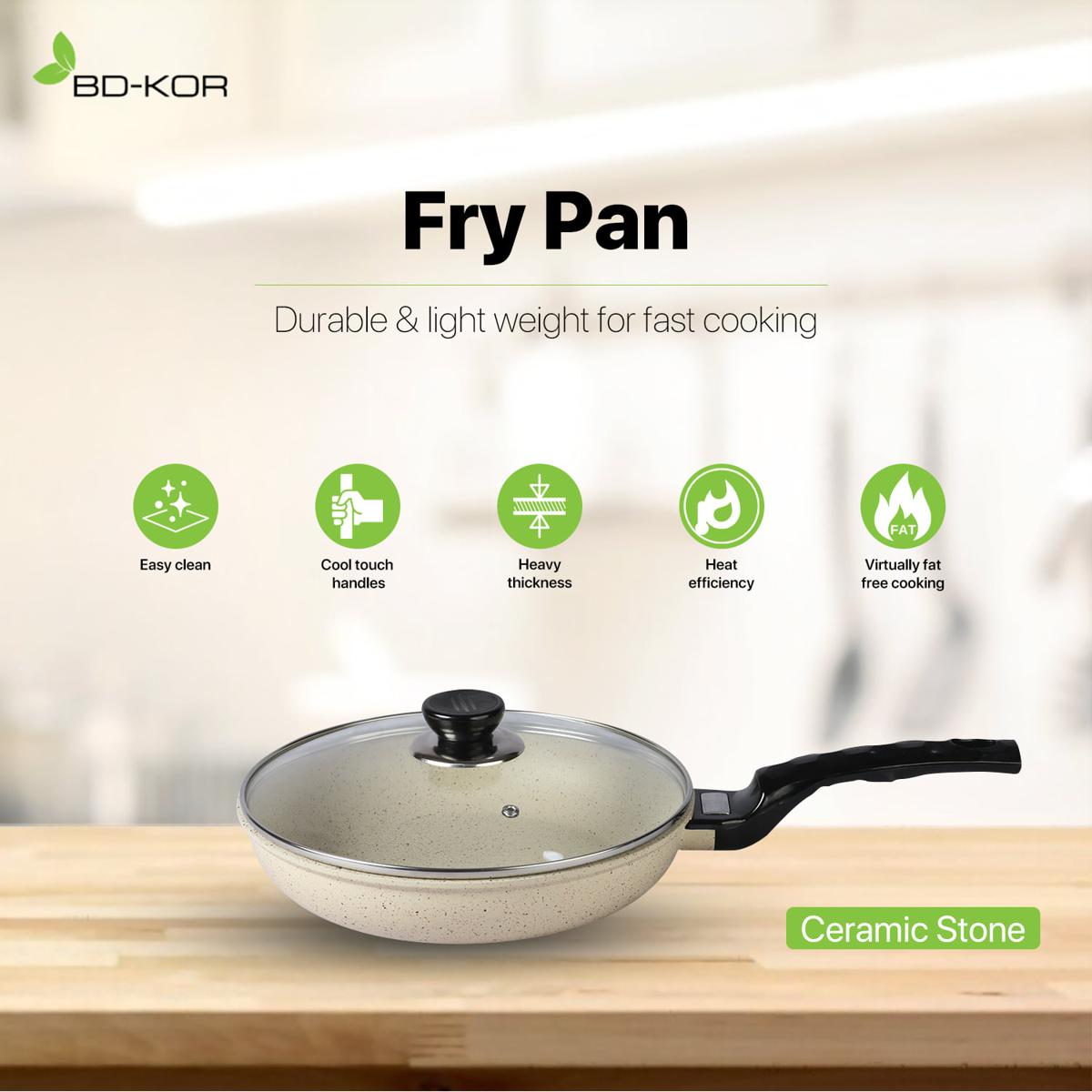 Picture of BD-KOR FRY PAN (24 CM) Non-Stick Premium Marble Coating with Glass Lid