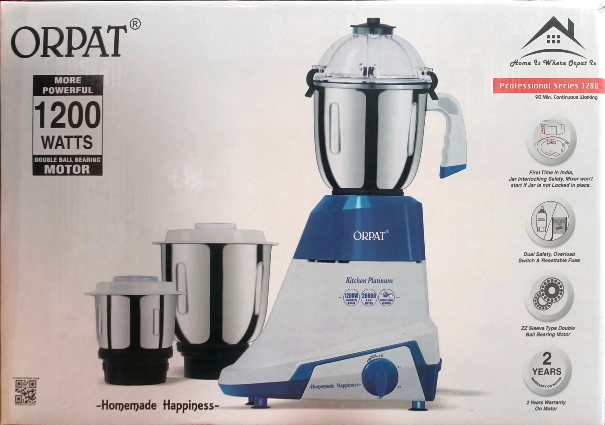 Picture of Orpat Kitchen Platinum Mixer Blender Plus Grinder 1200 Watt (2 Years warranty)