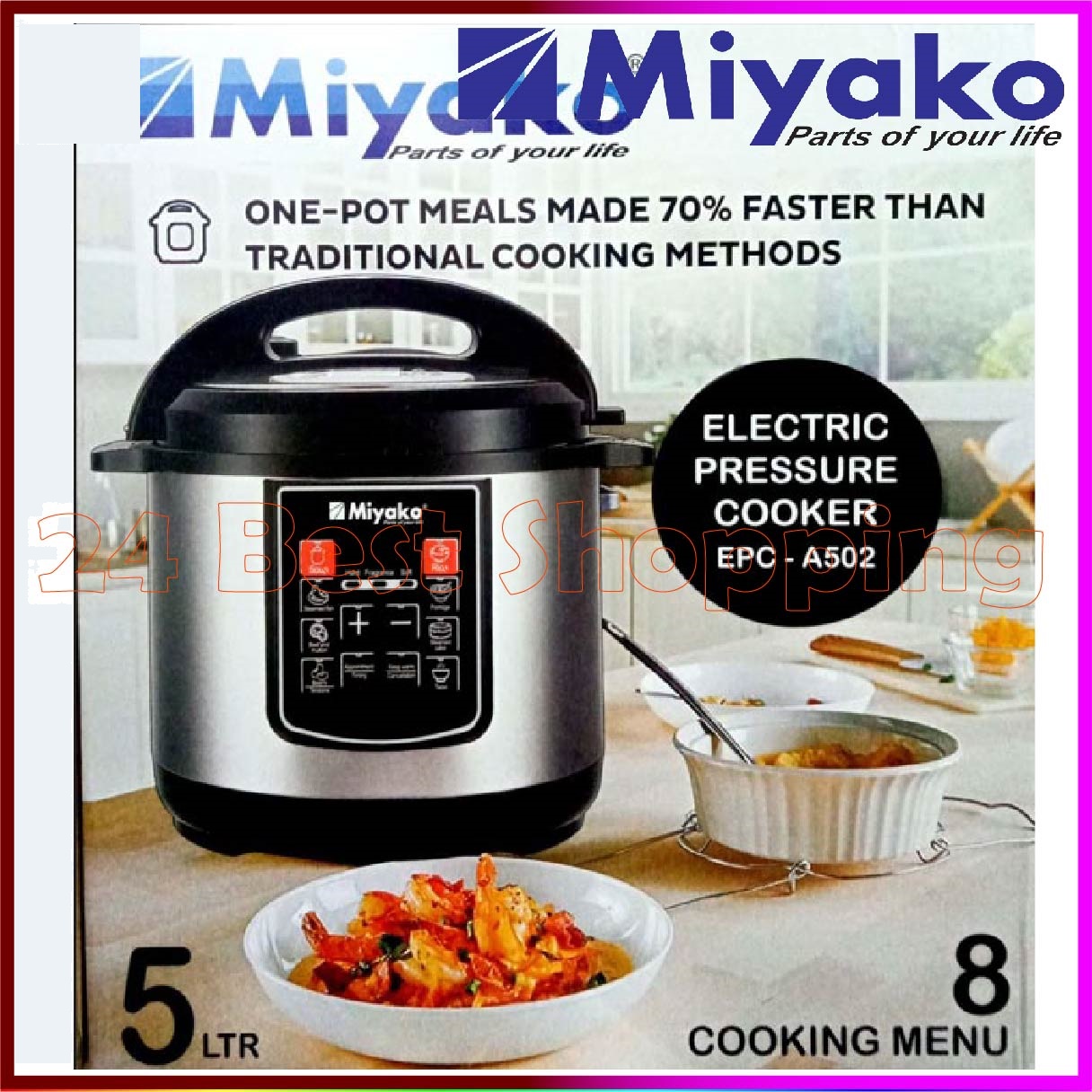 Picture of Miyako 5 Liter Electric Pressure Cooker EPC-502 With 8 Cooking Setup