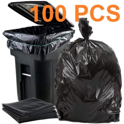 Picture of Black (30" X20") 100PCS Trash Bag / Poly Bag / Garbage Bag / Moyla Felar Bag / Polibag