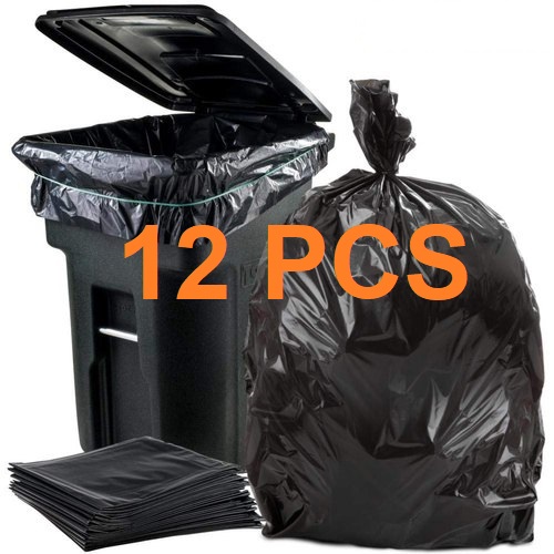 Picture of Black (30" X20") 12PCS Trash Bag / Poly Bag / Garbage Bag / Moyla Felar Bag / Polibag