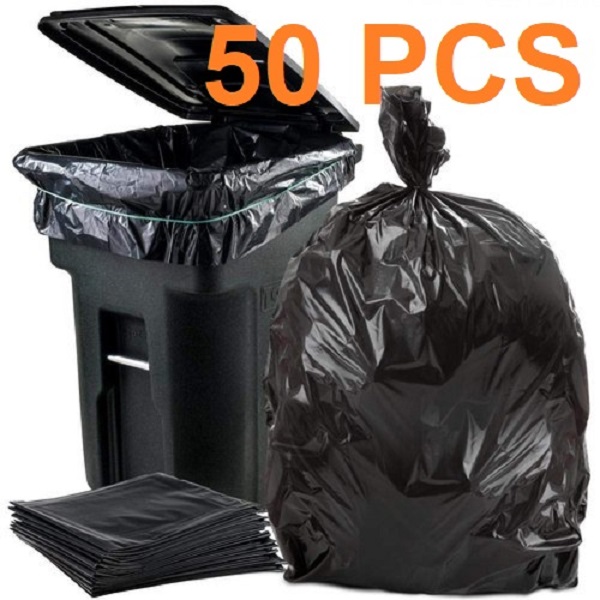 Picture of Black (30" X20") 50PCS Trash Bag / Poly Bag / Garbage Bag / Moyla Felar Bag / Polibag