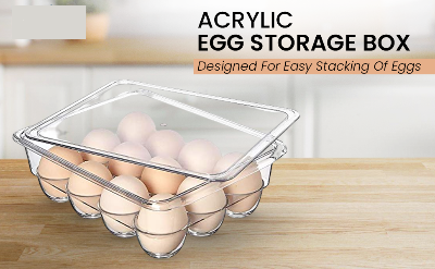 Picture of Indian Acrylic Egg Storage Box for 12 Eggs | Unbreakable, BPA Free, Food-Grade (Transparent)