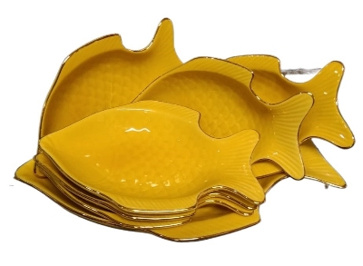 Picture of New fish design 7 Pcs Sweet Bowl Set Including Serving Dish , Oven Proof porcelain Ceramic Porcelain Snack Bowl Set,Ceramic Firni Set & bati, Soup & Firni Bati