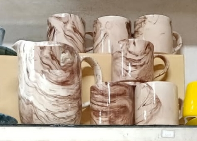 Picture of Marble design 7 Piece Drinking Set / 7 Pes Ceramic Jug Set 1 Jug And 6 Mugs