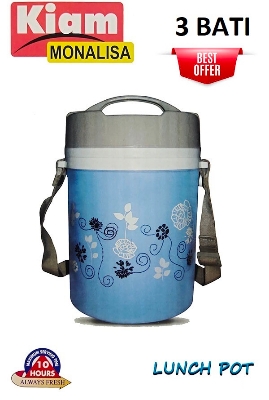 Picture of Kiam Monalisa 3 Bati Steel Hot Tiffin Carrier Lunch Pot - Box - Tiffin Box For Office