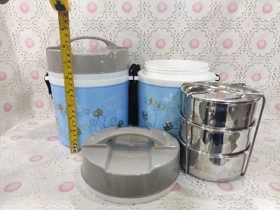 Picture of Kiam Monalisa 3 Bati Steel Hot Tiffin Carrier Lunch Pot - Box - Tiffin Box For Office