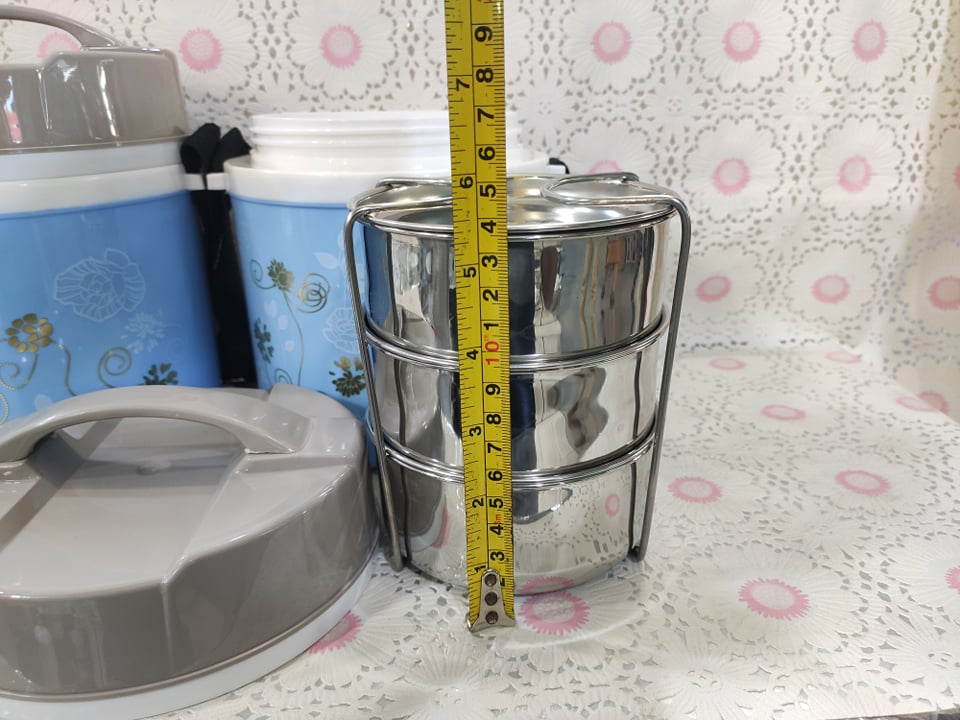 Picture of Kiam Monalisa 3 Bati Steel Hot Tiffin Carrier Lunch Pot - Box - Tiffin Box For Office