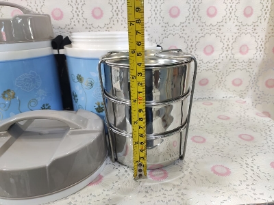 Picture of Kiam Monalisa 3 Bati Steel Hot Tiffin Carrier Lunch Pot - Box - Tiffin Box For Office