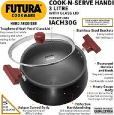 Picture of Hawkins Hard Anodised Handi (ACH30G) 3 LTR with Lid