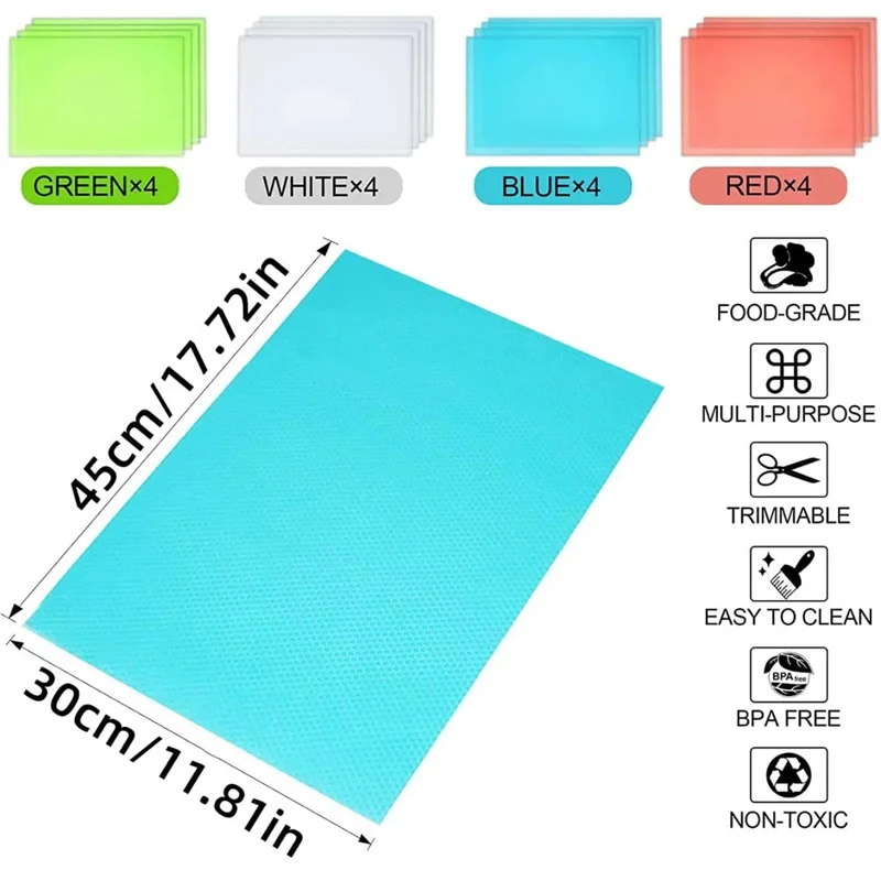 Picture of 4PCS EVA Waterproof Refrigerator Liner Mat Washable Mildew Kitchen Pad Anti-oil Cabinet Drawer Placemat Heat-insulat Fridge Mat