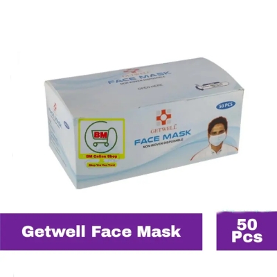 Picture of 50 Pcs Geetwell Surgical Face Mask 3 Ply Including Melt Blown Layer With Nose Bar For Adult