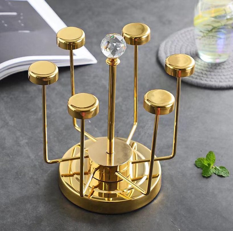 Picture of Stainless Steel Moving Glass Holder - 6 Holder - Golden