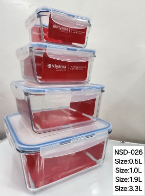 Picture of 4 pcs Set Microwave Oven Heating Lunch Box Healthy Glass Food Container with Lid NSD-026