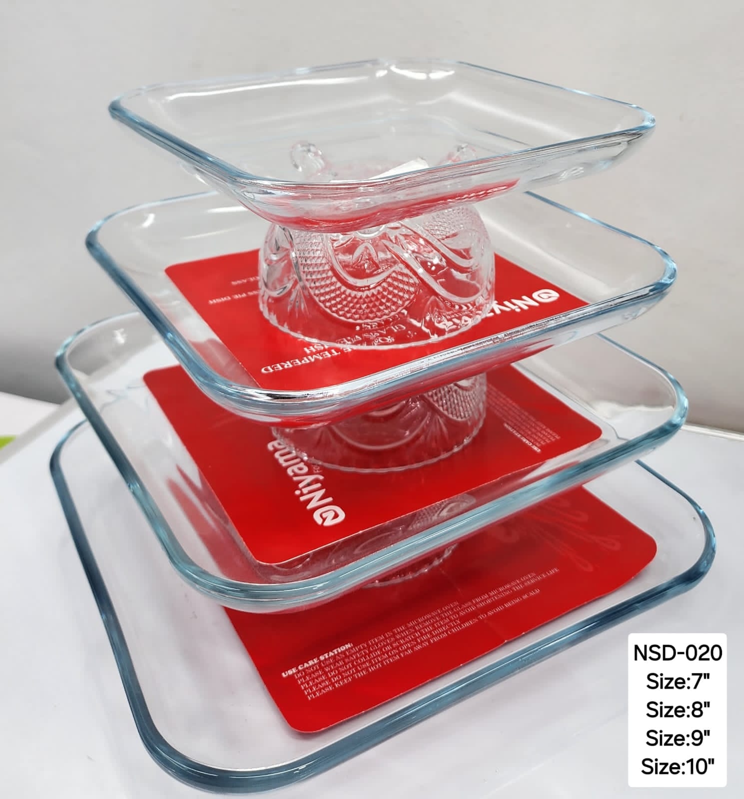 Picture of 4 Pcs Tempered Glass Square Shaped Serving Bowls Set NSD-020