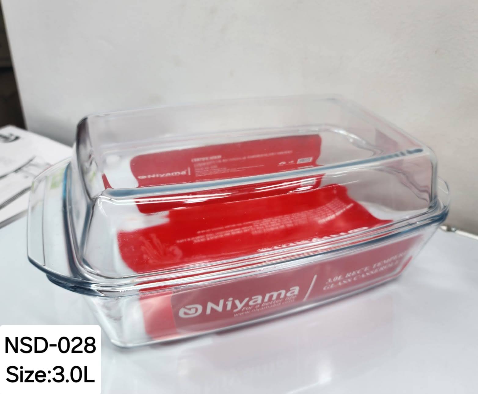 Picture of 1 Pc Tempered Glass Rectangular Shaped Casserole Set with Lid NSD-028