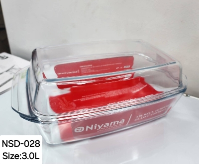 Picture of 1 Pc Tempered Glass Rectangular Shaped Casserole Set with Lid NSD-028