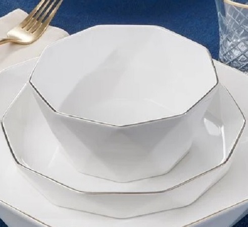 Picture of 7 Pcs Diamond Bowl Set Including Serving Dish , Oven Proof porcelain Ceramic Porcelain Snack Bowl Set,Ceramic Soup & Firni Bati