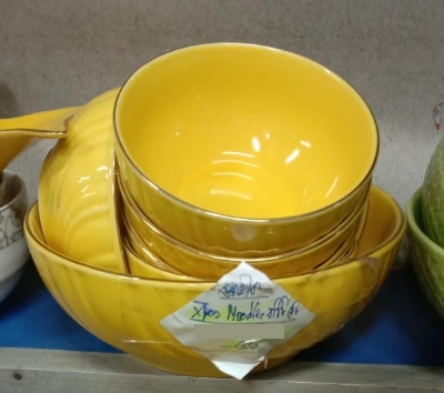 Picture of 7 Pcs Noodles Bowl Set Including Serving Dish , Oven Proof porcelain Ceramic Porcelain Snack Bowl Set,Ceramic Soup & Firni Bati