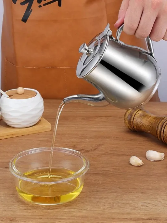 Picture of Stainless Steel Oil Pot Or Use As Tea Kettle Strainer Container Jug-500ml