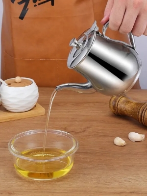 Picture of Stainless Steel Oil Pot Or Use As Tea Kettle Strainer Container Jug-500ml
