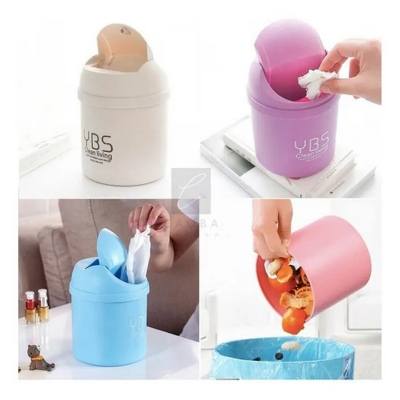 Picture of 1Pcs Mini Table Desk Dustbin Household Shake Lid Type Waste Bin Garbage Trash for Car Office Home Kitchen and Study Table