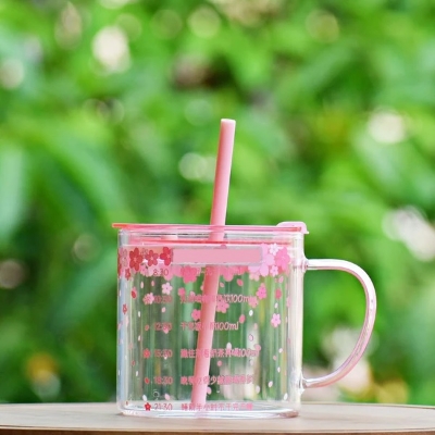 Picture of 350ml Glass Juice Sipper Mug with Straw- Elegant Glass Container for Storage, Preservation and Decor, Airtight Lid, Versatile and Stylish Jar, Milkshake, Coffee & Juice Jar with Straw