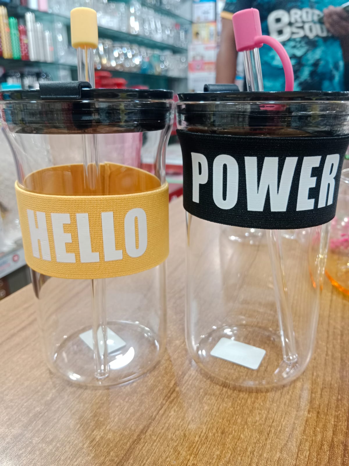 Picture of 1 Glass Can With Lid & Sip For Traveling & Gym 6357