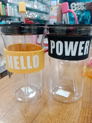 Picture of 1 Glass Can With Lid & Sip For Traveling & Gym 6357