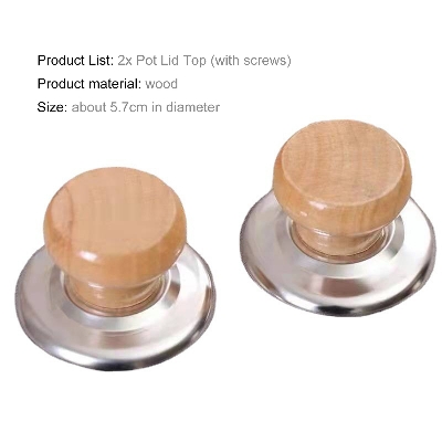 Picture of 2 PCS Solid Wood Lid Handle Pot Lid Grip Accessory Anti-scald Pot Lid Handle Replacement Pot Lid Wooden Handle Replacement Pot Lid Handle Wooden Pot Cover Handle Pot Grip Accessory