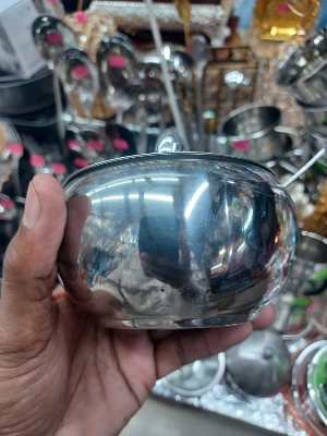 Picture of Stainless Steel Silver Apple Masala Box with glass lid