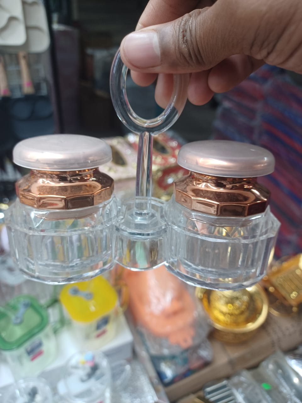 Picture of 1 Set Acrylic Salt and Pepper Shakers Set with Tray for Dining Table Used as Namak Dhani, Shaker, Sprinkler, Spices Dispenser for Home, Kitchen and Restaurant