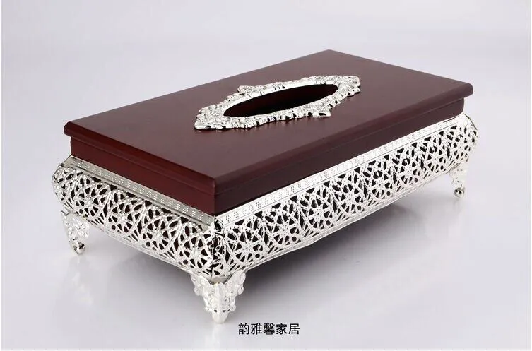 Picture of European style classical luxurious high end tissue box Silver Plated