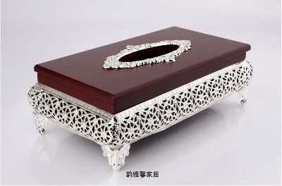 Picture of European style classical luxurious high end tissue box Silver Plated