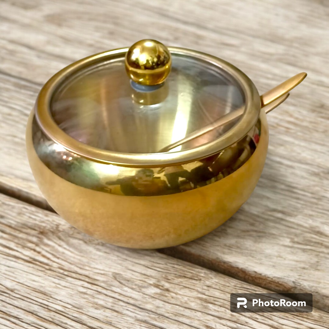 Picture of Stainless Steel Golden Apple Masala Box with glass lid