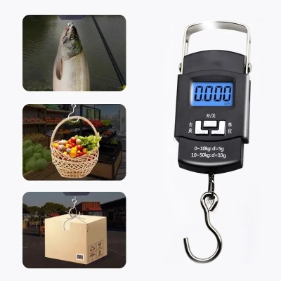 Picture of Digital Hanging Weight Scale, Portable Hanging Electronic Hook Scale-Black - Weight Machine Digital