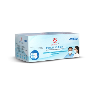 Picture of 50 Pcs Geetwell Surgical Face Mask 3 Ply Including Melt Blown Layer With Nose Bar For Adult