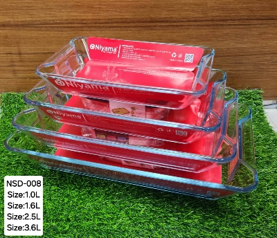 Picture of 4 Pcs Tempered Glass Rectangular Shaped Serving Bowls Set NSD-008