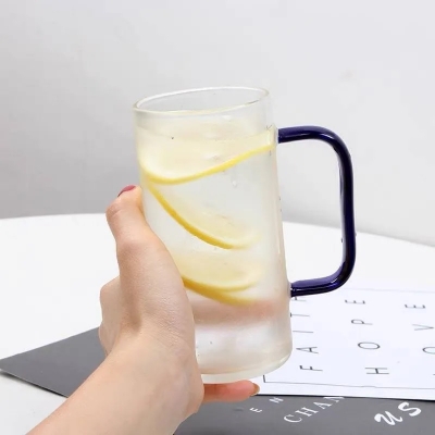 Picture of 4 Pieces 380ML Borosilicate Glass Coffee Mug with Colored Handle GPB31-380/L4