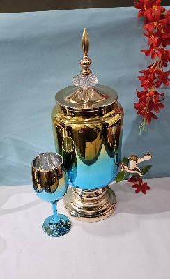 Picture of 7 Pcs Golden Glass Juice Dispenser & Glass Set