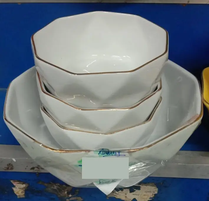 Picture of 7 Pcs Diamond Bowl Set Including Serving Dish , Oven Proof porcelain Ceramic Porcelain Snack Bowl Set,Ceramic Soup & Firni Bati