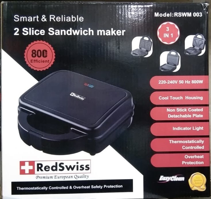 Picture of RedSwiss 3 In 1 Sandwich Maker RSWM-003 with Sandwich Plate, Grill Plate & Waffle Plate