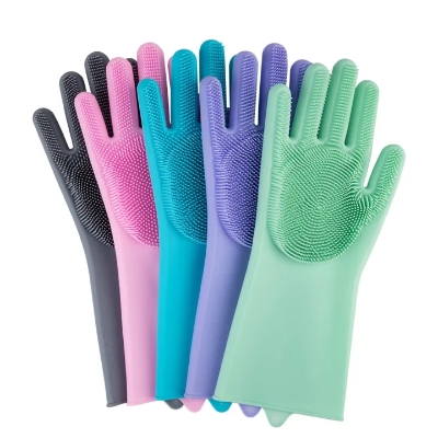 Picture of High Quality Silicone Dish Washing Kitchen Hand Gloves Multi color