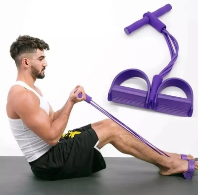 Picture of Tension Rope 4 Tube Puller Pedal Ankle Abdominal Exerciser Fitness Elastic Sit Up Pull Rope Home Gym Sport Training Equipment