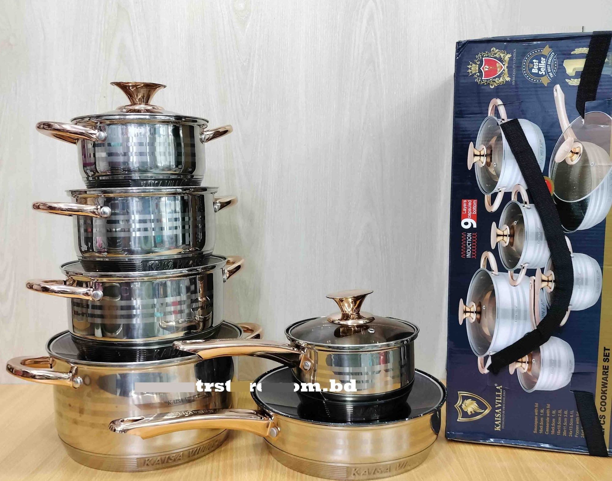 Picture of Kaisa Villa 12 Pcs Stainless Steel Cookware Set with Lid INDUCTION KV-6618